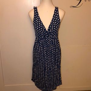 Blue and white polka dot sun dress with knot front